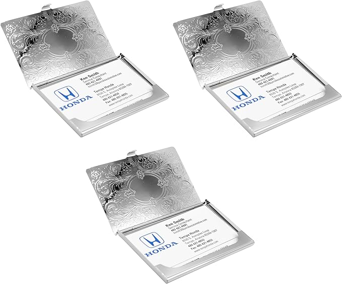 Stephanie Imports Set of 3 Slim & Minimalist Metal Business Card Holder Unisex - Image 3