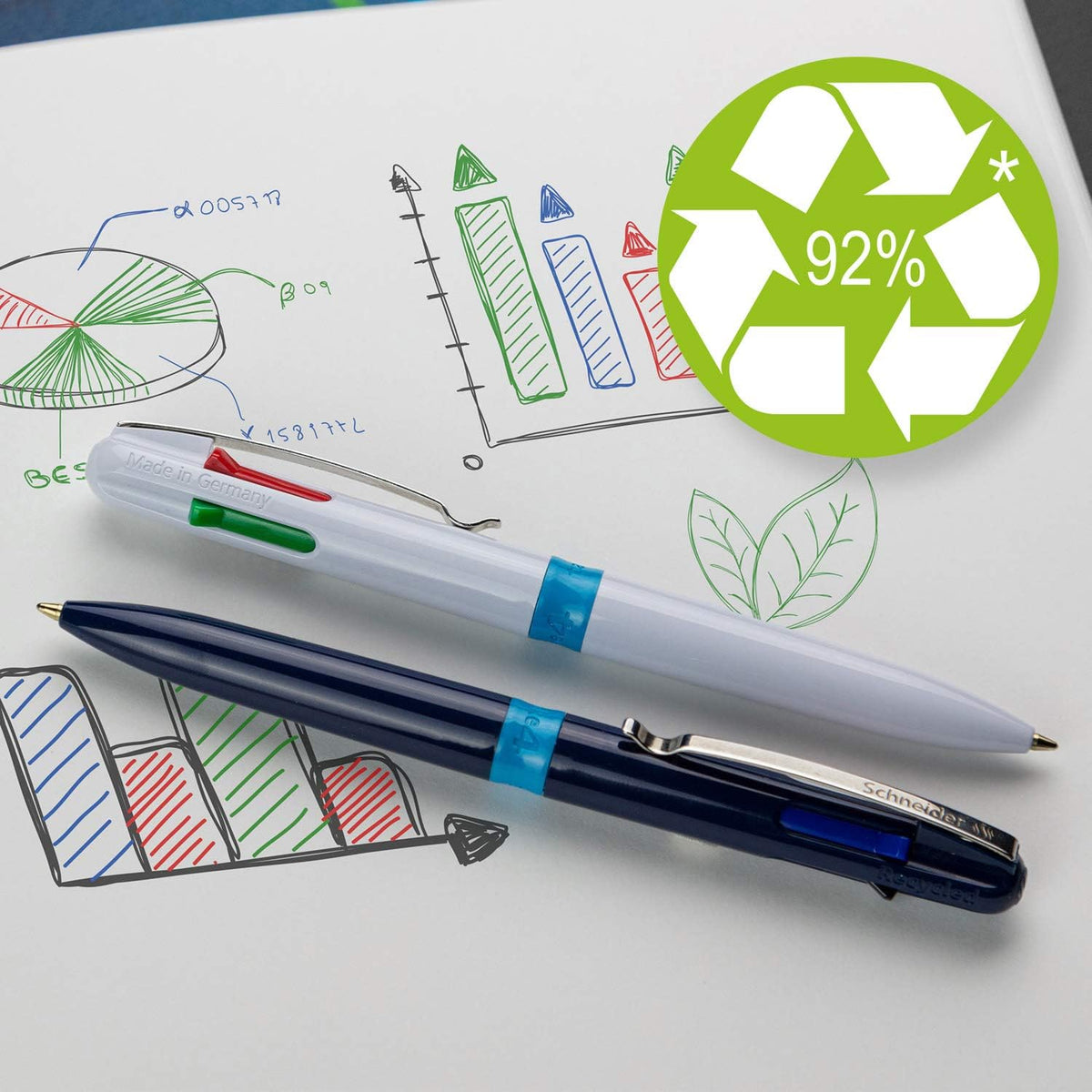 Schneider Take 4 Ballpoint Pen M (Medium), Refillable + Retractable, Dark Blu...