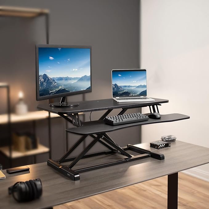 VIVO 36 inch Desk Converter, K Series, Height Adjustable Sit to Stand Riser - Image 2