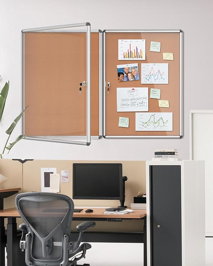 Mifuro 2 Pack 38"x28" Enclosed Bulletin Board, Lockable Weather-Resistant - Image 2