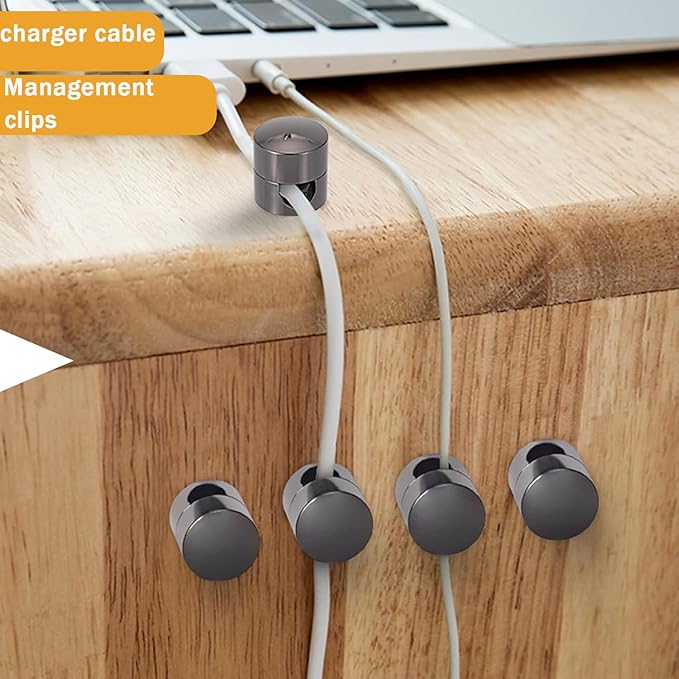 3 Sets Charger Cord Holder, Glossy Black Metal Adhesive Cable Management Clips - Image 6