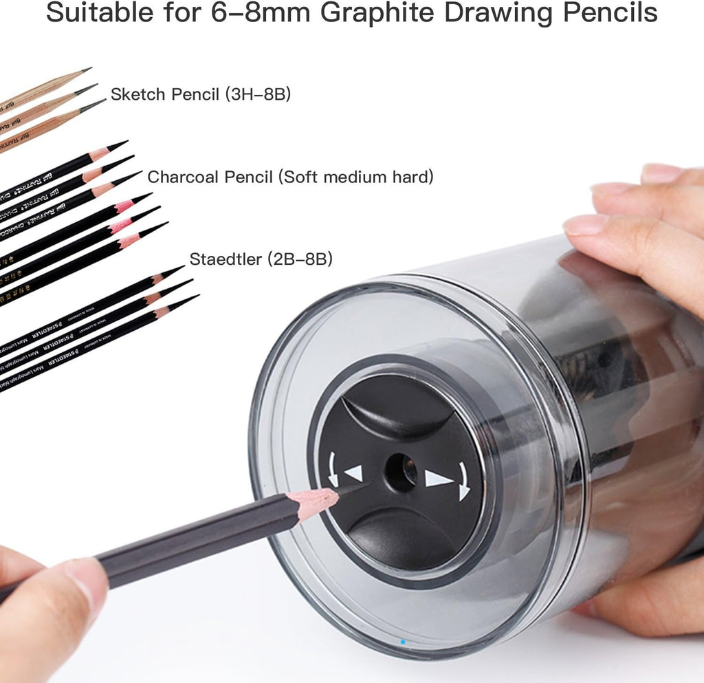 afmat ps-b06 rechargeable long point pencil sharpener for on a desk or shelf