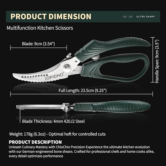 IOPIDHO Heavy Duty Poultry Shears, Kitchen Shears - Image 8