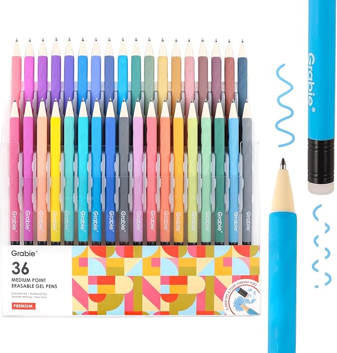 Grabie Erasable Gel Pens, 36 Colors Erasable Pens, Make Mistakes Disappear by Grabie