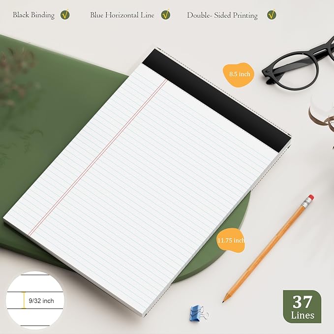 AILZFEI 2 Pack of Legal Pads 8.5 x 11 College Ruled Writing Pads 8.5" x 11.75" - Image 2