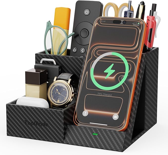 TopMade Wireless Charger Nightstand Organizer, Leather Desktop Organizers by TopmadeProduct-Ordernow