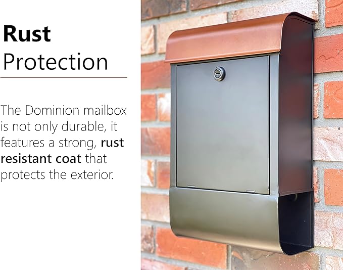 NACH Locking Mailbox, 16 x 4.5 x 10 inch, Waterproof Mailbox Wall Mount - Image 7
