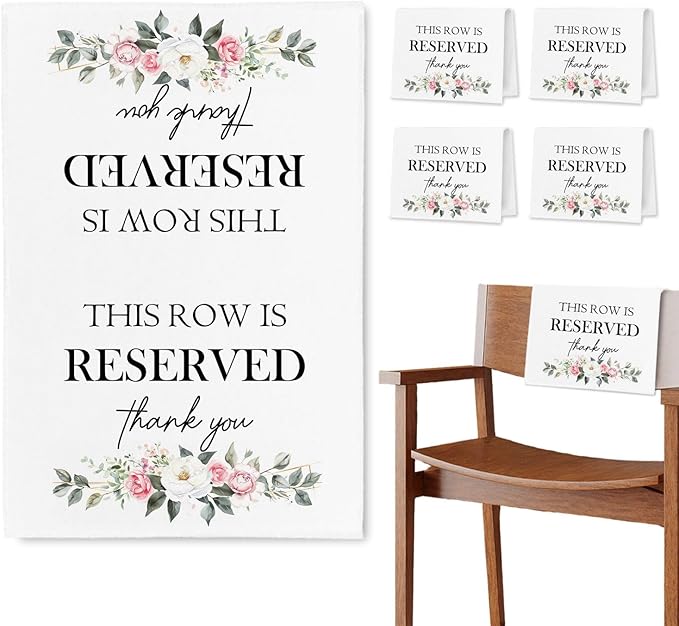 ChissNook Reserved Seating Chair Signs, This Row Is Reserved Pew Cloths Seating by Unknown