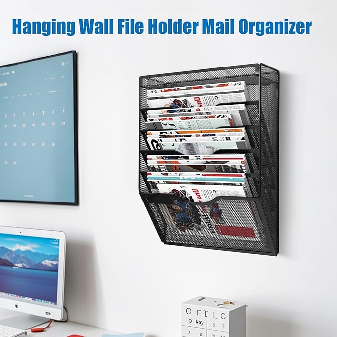 KZWKRG 6 Tier Wall File Organizer Hanging Vertical File Organizer, Wall Mounted - Image 8