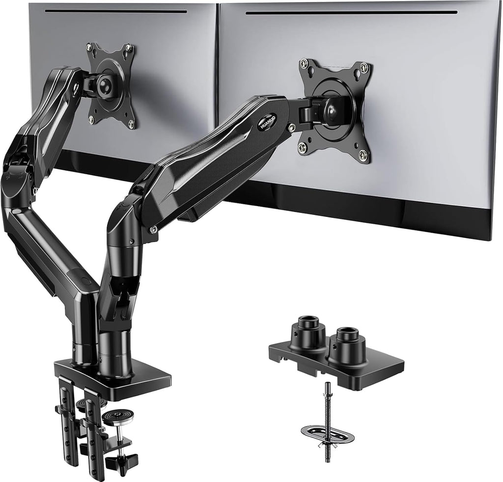 HUANUO Dual Monitor Stand, Fully Adjustable Gaming Monitor Desk Mount