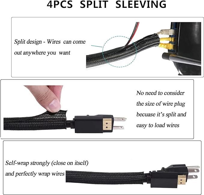 N NOROCME 192 PCS Cable Management Kit 4 Wire Organizer Sleeve, 11 Cable Holder - Image 5
