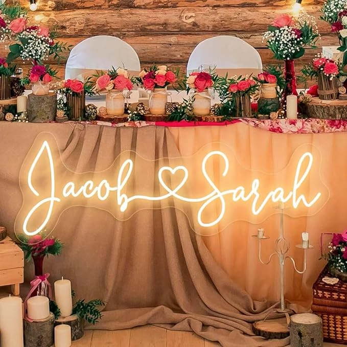 BUIZZEUOIV Custom Neon Sign, Neon Sign Customizable Large LED Wedding Neon Name - Image 3