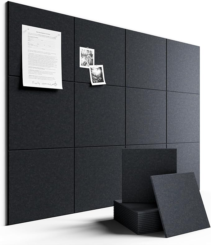 Fluxynara Large Felt Bulletin Board 48" x 36" Cork Board Alternative-12 Pack by FLUXYNARA