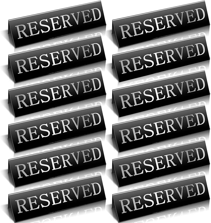 Peryiter 12 Pcs Table Top Reserved Sign Metal Reserved Table Tent Signs Double by Peryiter