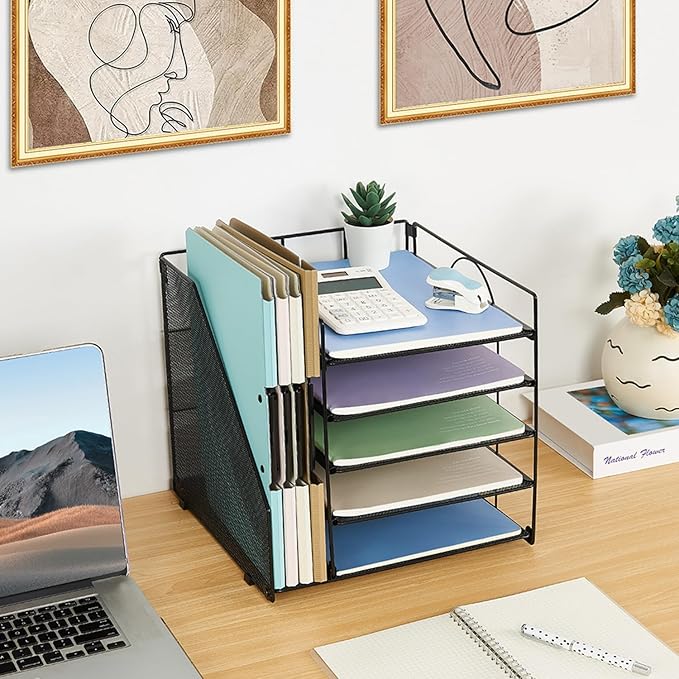 LEKETREE Desk Organizers and Accessories, 5-Tier Paper Letter Tray Organizer - Image 3