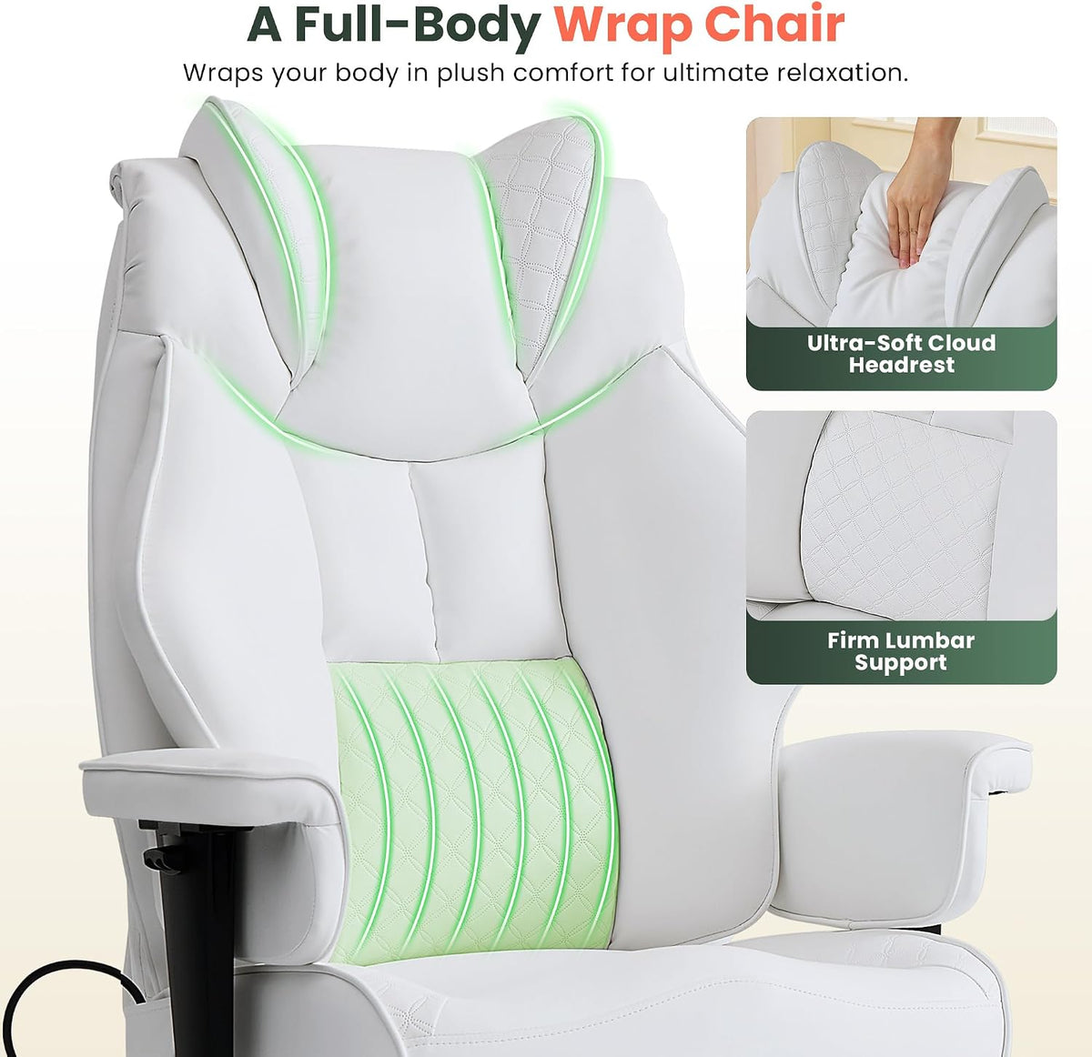 CIOMAN 500lbs Big and Tall Office Chair Adjustable Lumbar Support, Extra Wide...
