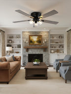 52 inch flush mount farmhouse ceiling fan with, close-up detail