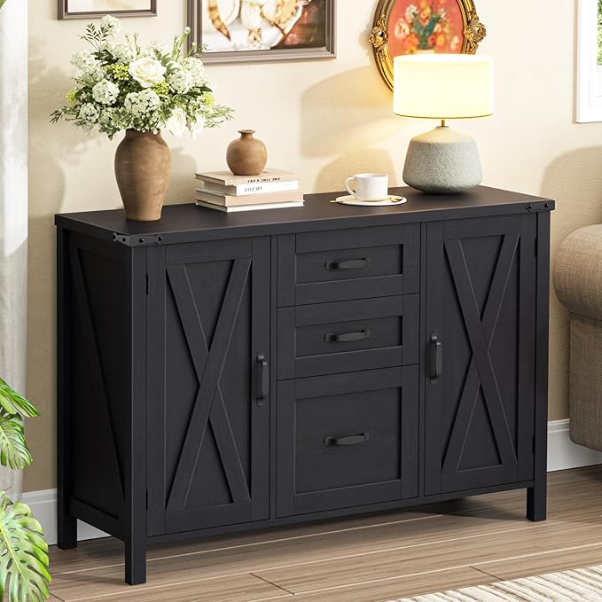 Vabches File Cabinet with 3 Drawers, Farmhouse Lateral File Cabinet Fits Files - Image 2