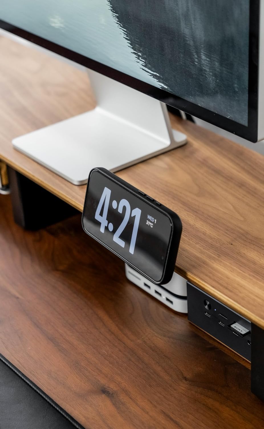 Raico Desk Cockpit Shelf Monitor Stand System Dual Screen Setup Wood Large De...