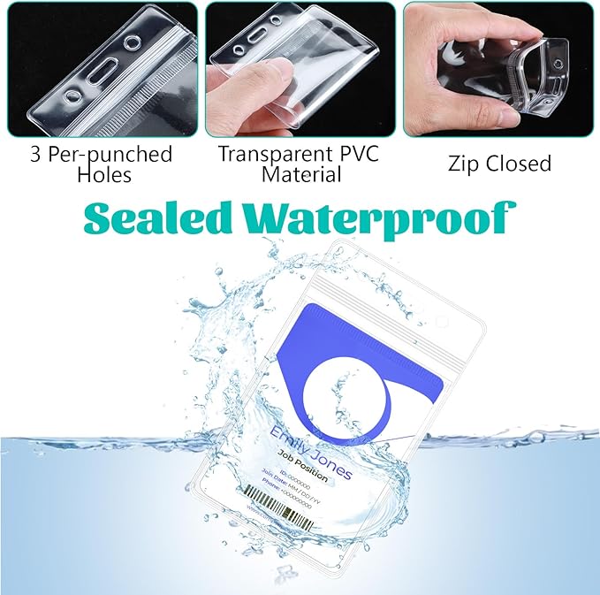 200Pcs Badge Holder Plastic ID Badge Holder Clear Vertical ID Card Holder 2.5" - Image 3