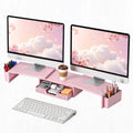 leketree dual monitor stand riser with drawer and, main product view