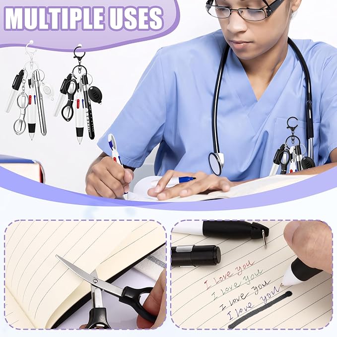 12 pcs Nurse Pen Set Two Colors Black Silver Include Permanent Marker Pen Pen - Image 3