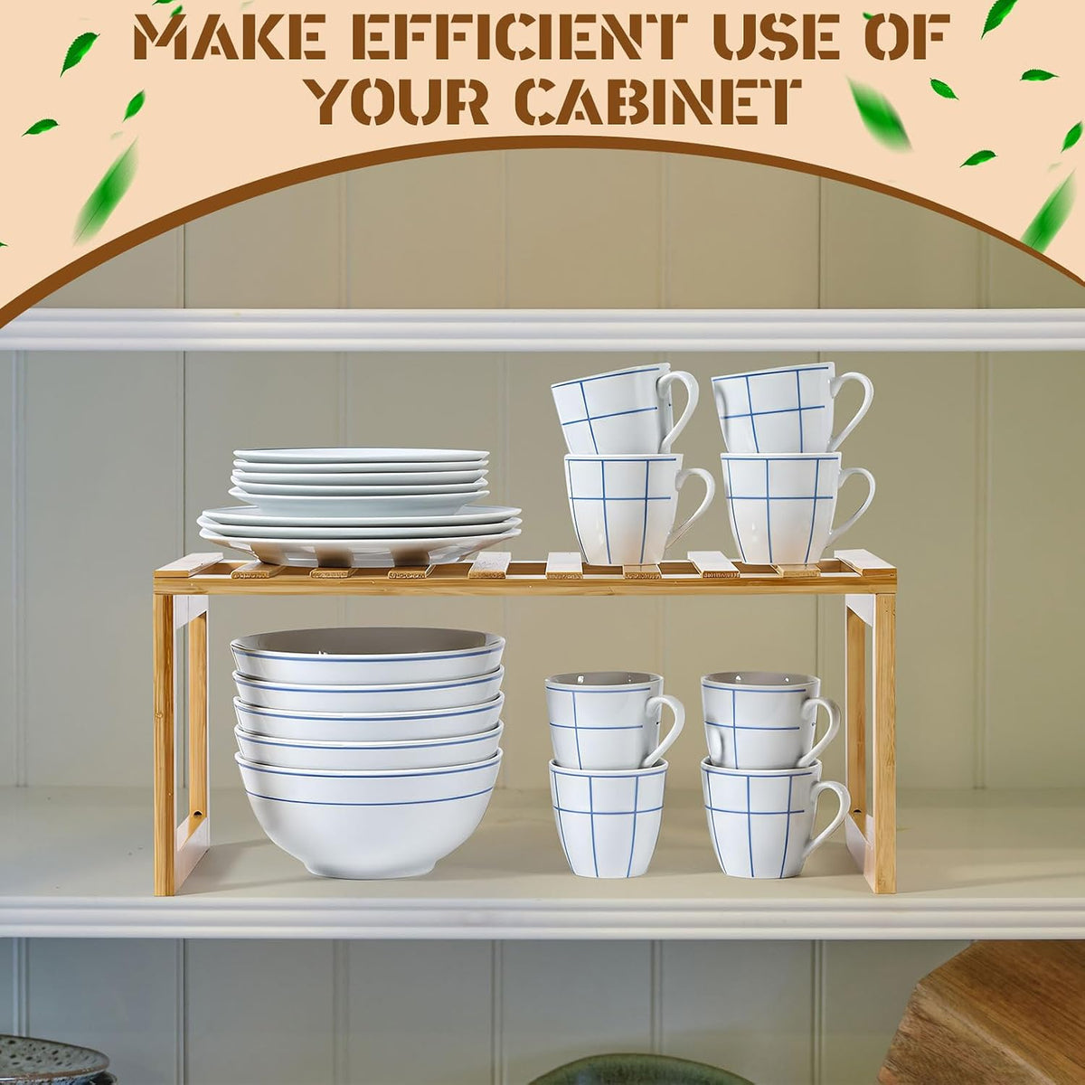 2 Pcs Kitchen Cabinet Organizer Bamboo Bookshelf Bamboo Kitchen Shelves, Cabi...