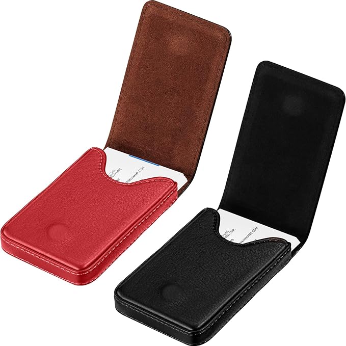 Outus 2 Pieces Business Card Holder, PU Leather Business Card Case Pocket Wallet by Outus