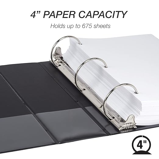 Samsill 4 Inch 3 Ring Binder, Made in USA, Economy Round Ring, 675 Sheet - Image 3