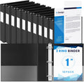 Henoyso 12 Pcs 3 Ring 1 Inch Binders Fits 8.5 x 11 Inch Letter Size Paper