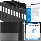 Henoyso 12 Pcs 3 Ring 1 Inch Binders Fits 8.5 x 11 Inch Letter Size Paper by Henoyso