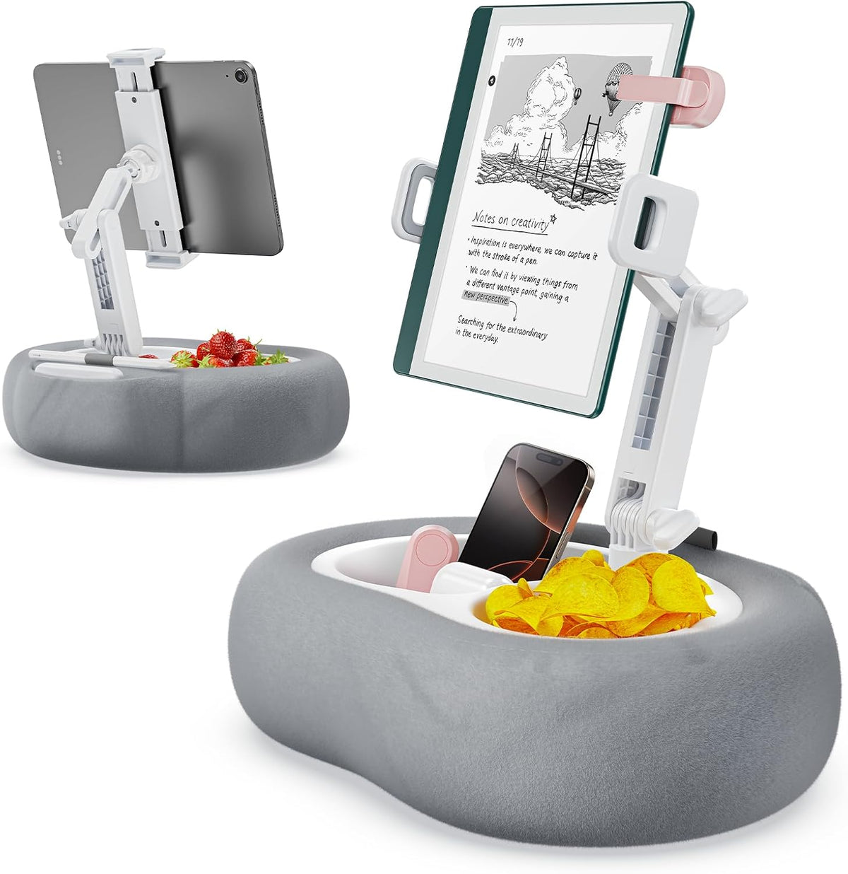 TAZENI Kindle Tablet Pillow Stand Accessories for Bed Reading, with 2 Trays