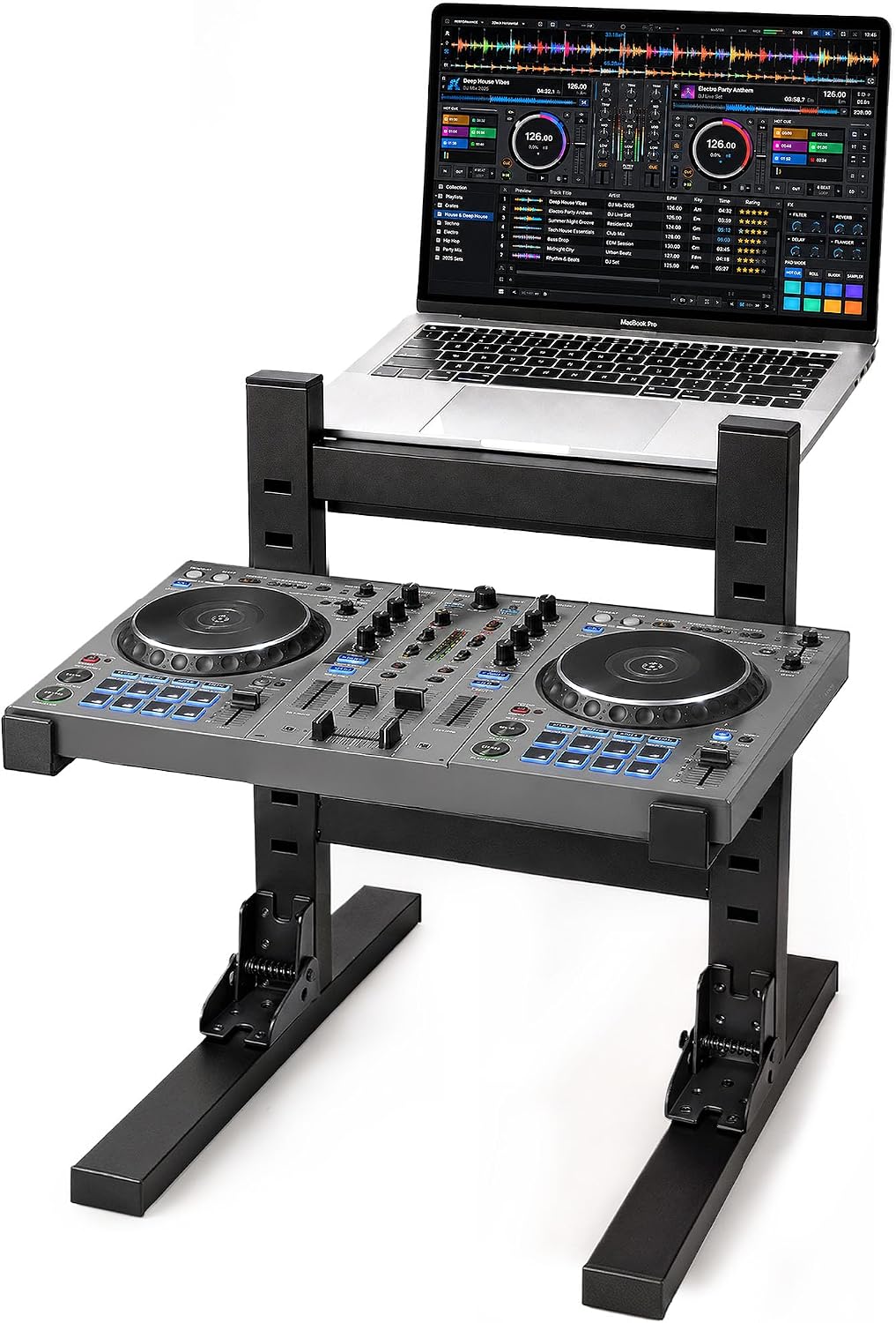 HULISEN DJ Laptop Stand, Dual Tier Foldable Stand for Laptop & Controller