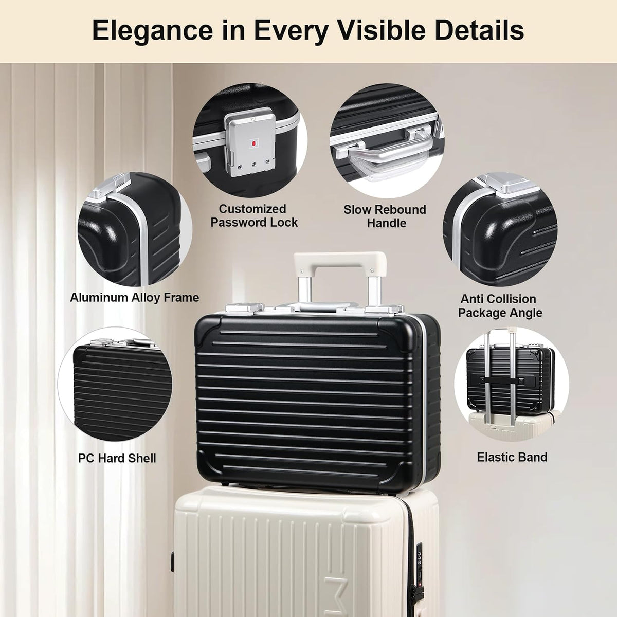 BEAUTY CASE Makeup Case with LED Mirror, 16 inch PC and Aluminum Shockproof H...