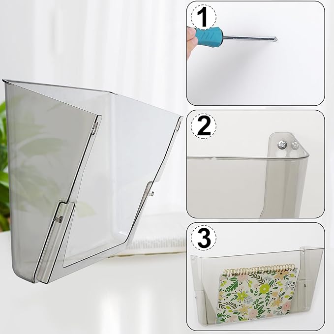 Colarr 8 Pcs Wall File Holder Organizer Plastic Wall Mount Mail Organizer - Image 3