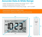 Wall Clock Atomic with Indoor Outdoor Temperature Battery Powered, Easy Reading - Image 8