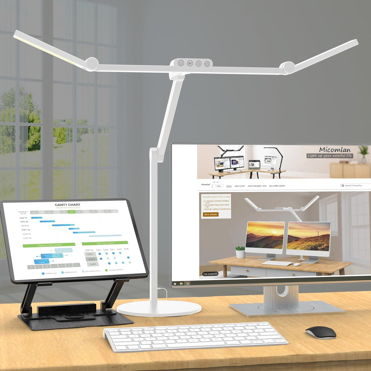 micomlan led desk lamp with atmosphere lighting, rotatable, main product view