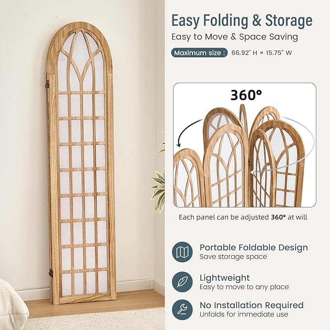 Aletheiawu Room Divider and Folding Privacy Screen, 4 Panel Japanese Shoji - Image 4