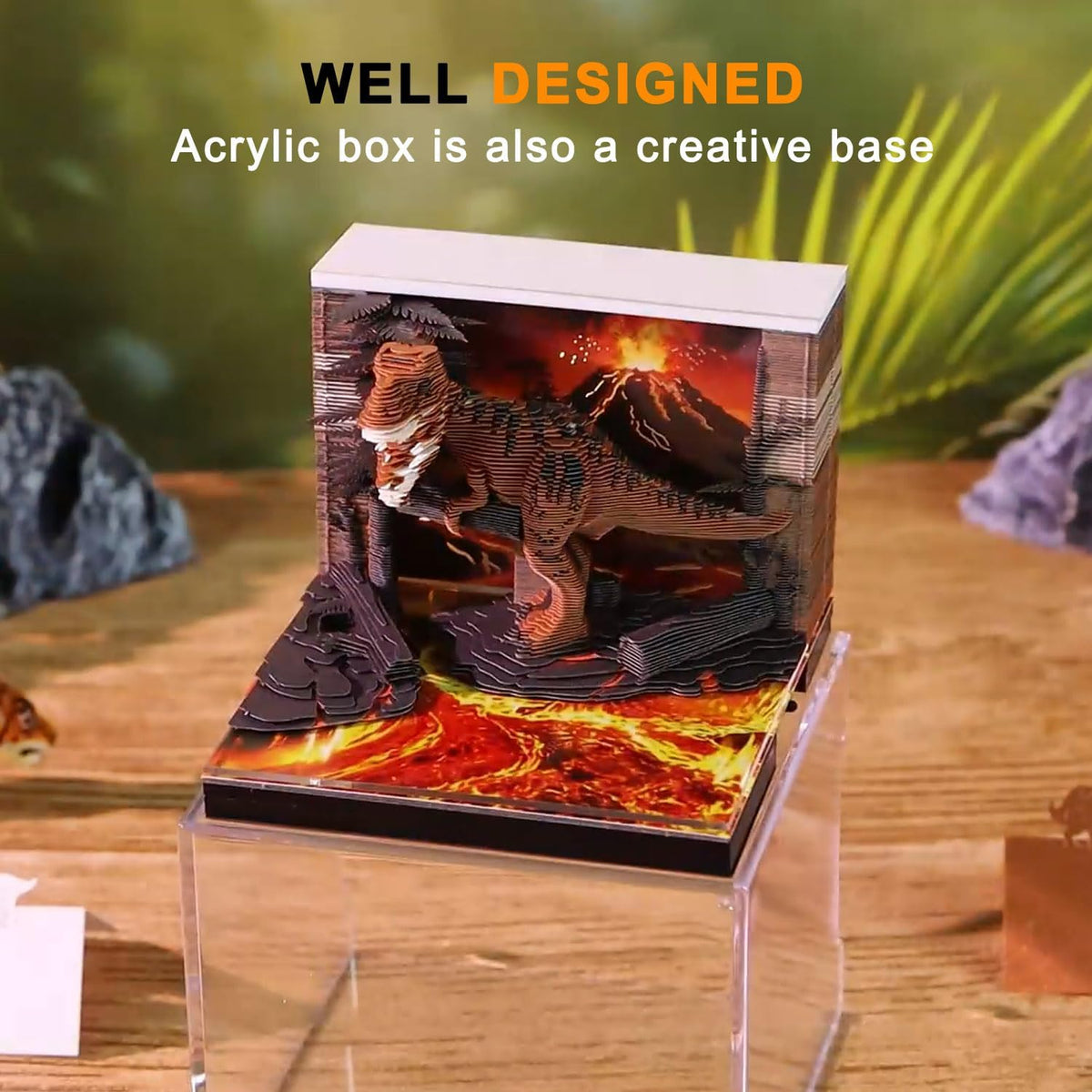 3D Dinosaur Calendar 2027 Time Piece Memo Pad with LED Light