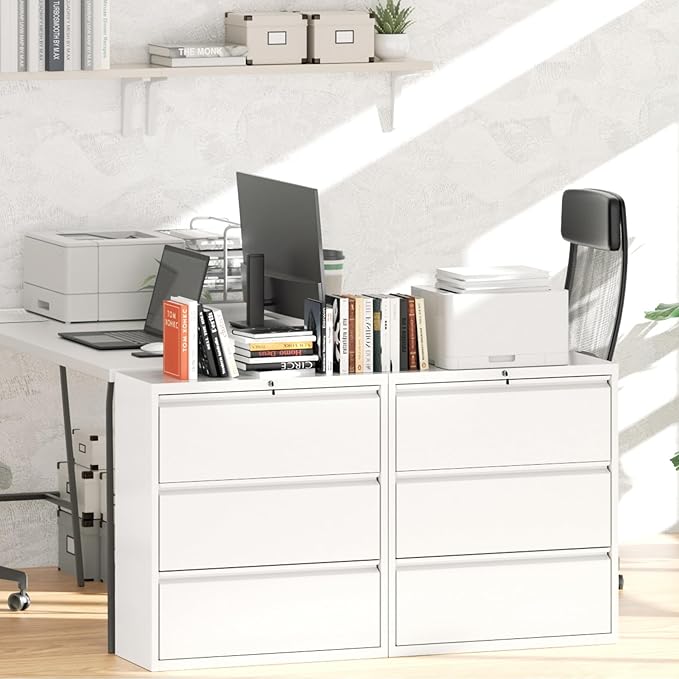 Greenvelly 3 Drawer File Cabinet, Metal Filing Cabinet - Image 8