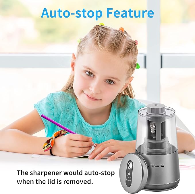 JARLINK Electric Pencil Sharpener, Heavy-Duty Helical Blade to Fast Sharpen - Image 9