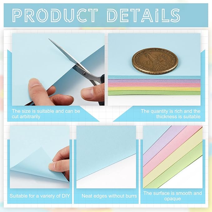 Sinmoe 100 Sheets 5 Shades Cardstock Paper 8.5 x 11 Inches 180gsm Solid Core - Image 4