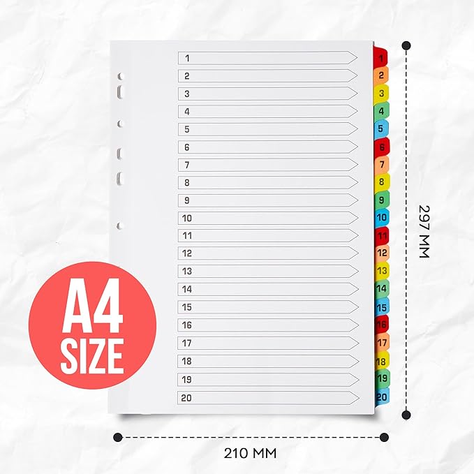 Binder Dividers with Tabs 1-20 Numbered – A4 | Dividers - Image 7