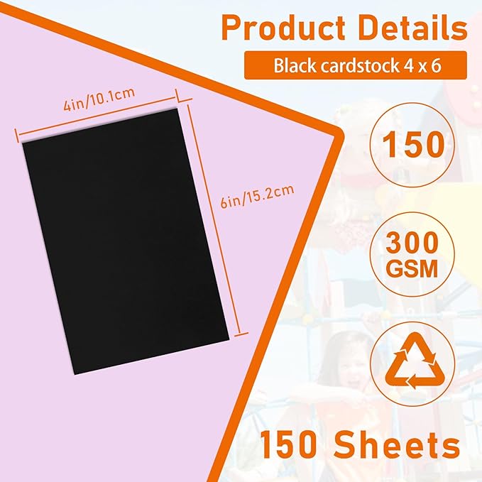 Guakicae 150 Sheets Black Cardstock 4 x 6 Printer Paper, 300gsm/110lb - Image 2
