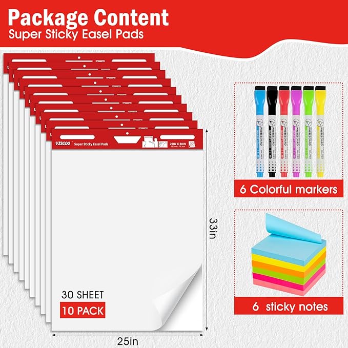 VISCOO Thickened Sticky Easel Pad, 25 x 30 Inches Large Chart Paper - Image 3
