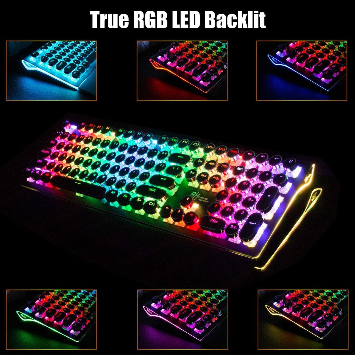RK ROYAL KLUDGE S108 Typewriter Keyboard, Retro Mechanical Gaming Keyboard Wi...