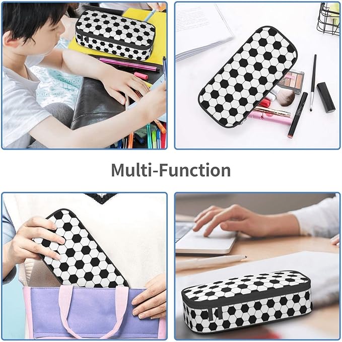 Soccer Texture Pencil Case Big Capacity Storage Pencil Pouch Stationery Bags - Image 8
