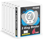 3 Ring Binder 2 Inch, PANDRI 6 Pack 2-Inch Binder Fits Letter Size 8.5'' x 11'' by PANDRI