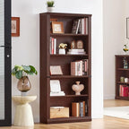 RWYHG 70" Walnut Tall Bookshelf Set of 2, 5-Tier Thick Wooden Book Shelf - Image 8
