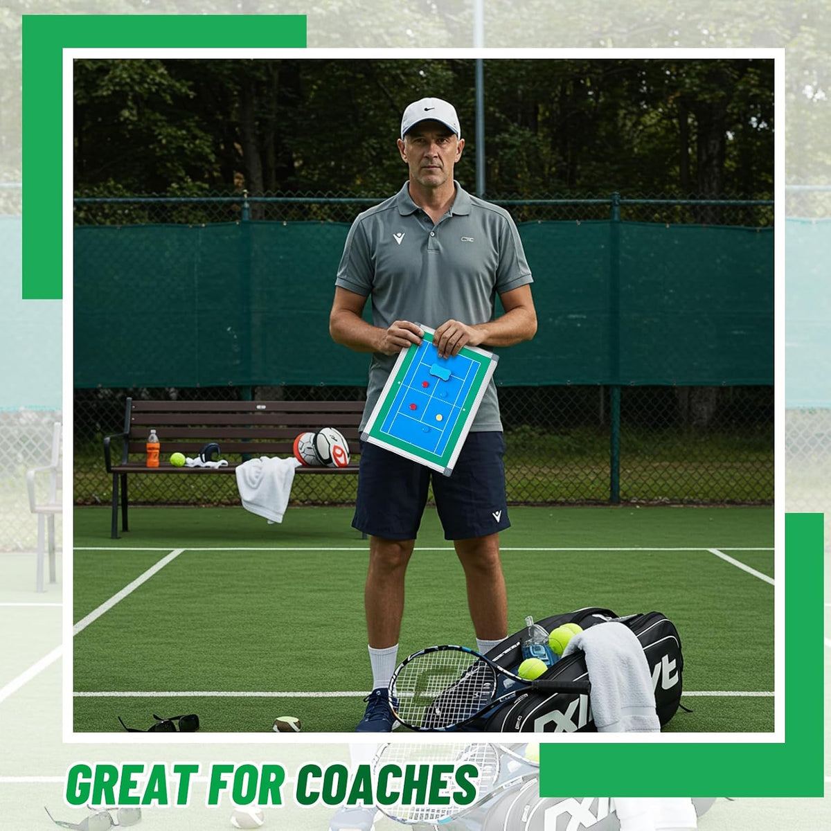 Honoson Magnetic Dry Erase Coach's Board for Tennis, Tactical Coach Board...
